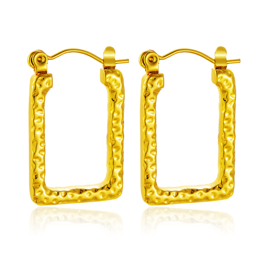 S.Steel Gold Plating Hoop Women-c 6.3g 25.7x16mm