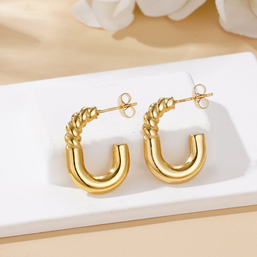 S.Steel Gold Plating Hoop Women-c 8.9g 20x20mm