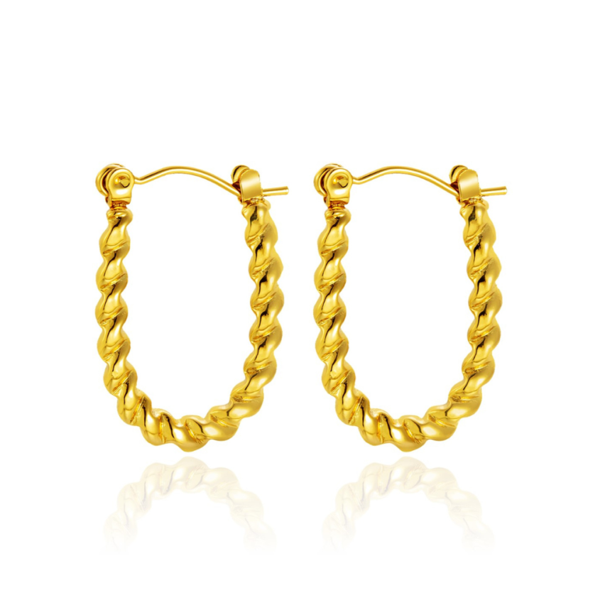 S.Steel Gold Plating Hoop Women-c 5.2g 25x17mm