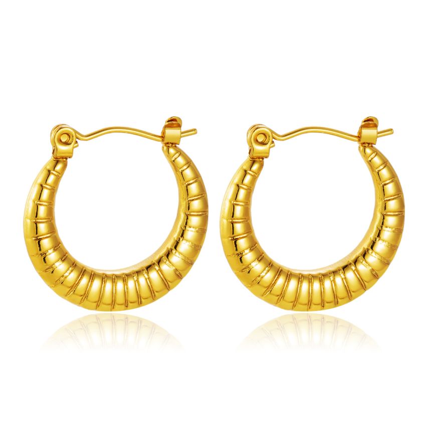 S.Steel Gold Plating Hoop Women-c