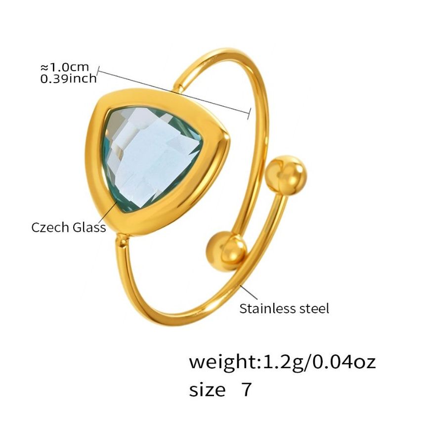 S.Steel Gold Plating Lake blue Glass stone Minimalist Women-c 1.2g EU54 - ES14 - US7