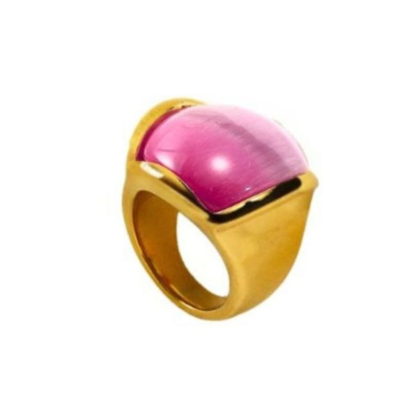 S.Steel Gold Plating Glass stone Smooth Women-c 26g EU57 - ES17 - US8