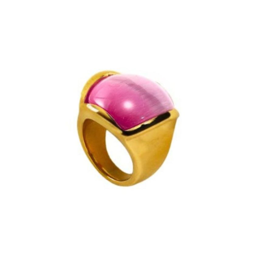 S.Steel Gold Plating Glass stone Smooth Women-c