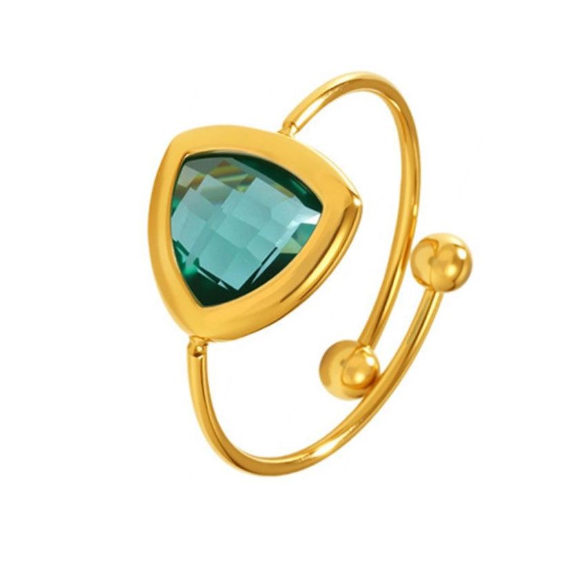 S.Steel Gold Plating Light green Glass stone Minimalist Women-c 1.2g EU54 - ES14 - US7