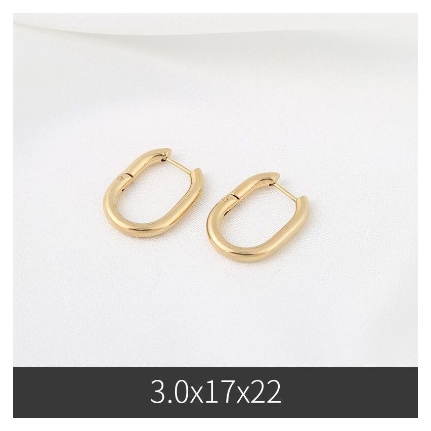 S.Steel Gold Plating Hoop Women-c 22x17mm - 3mm