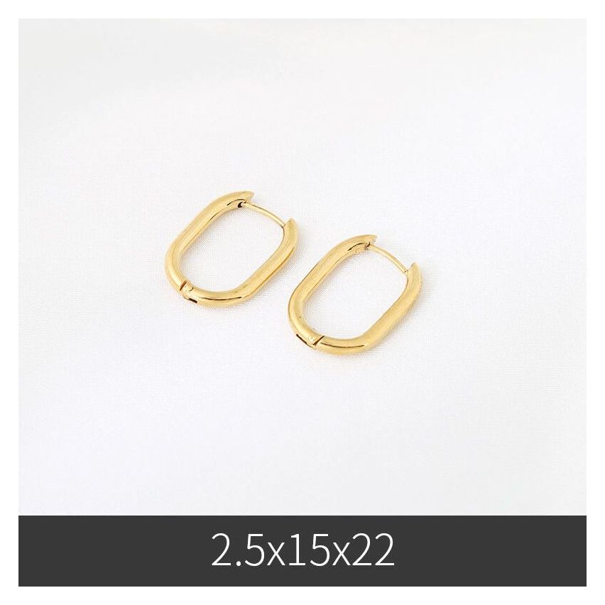 S.Steel Gold Plating Hoop Women-c 22x15mm - 2.5mm