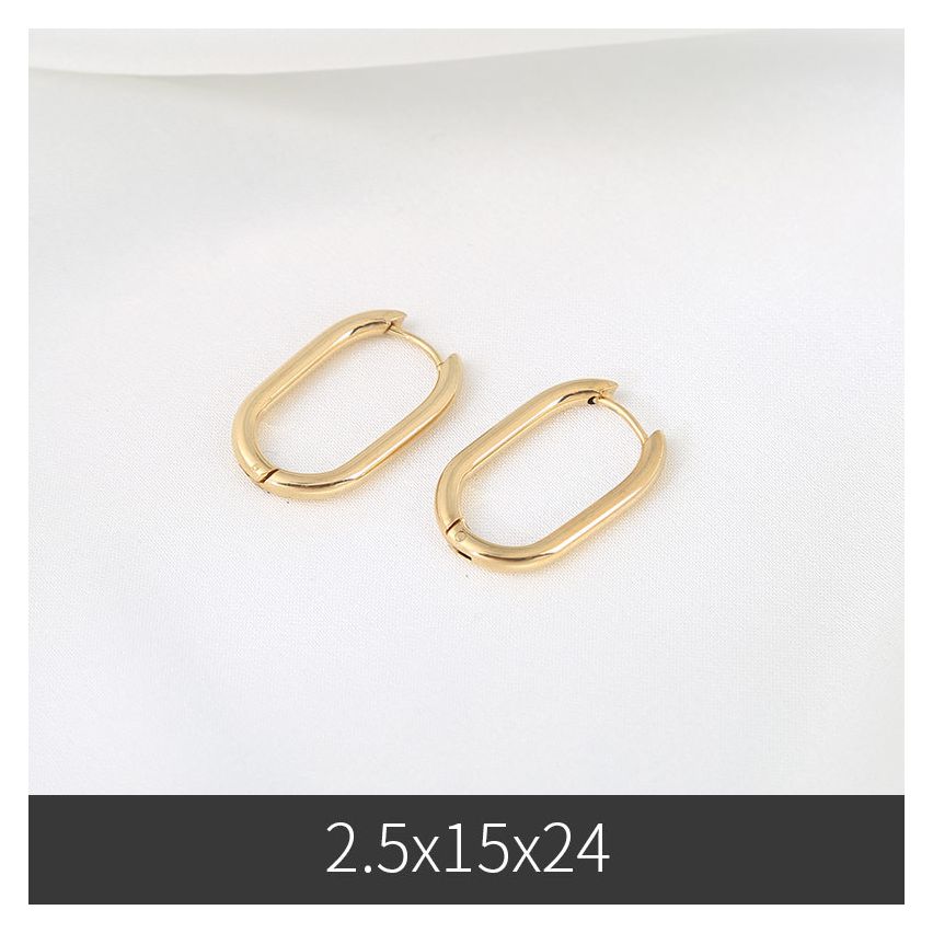 S.Steel Gold Plating Hoop Women-c 24x15mm - 2.5mm