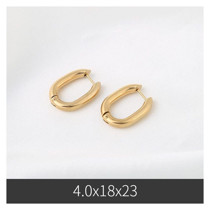 S.Steel Gold Plating Hoop Women-c 23x18mm - 4mm