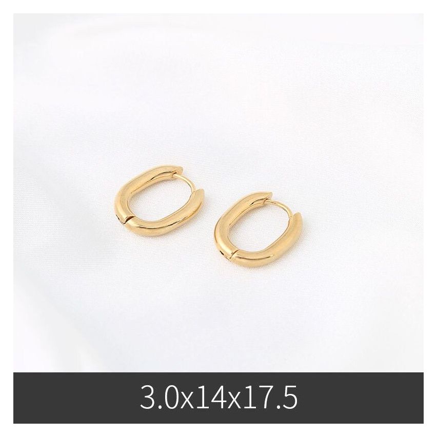 S.Steel Gold Plating Hoop Women-c 17.5x14mm - 3mm