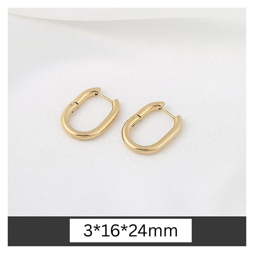 S.Steel Gold Plating Hoop Women-c 24x16mm - 3mm