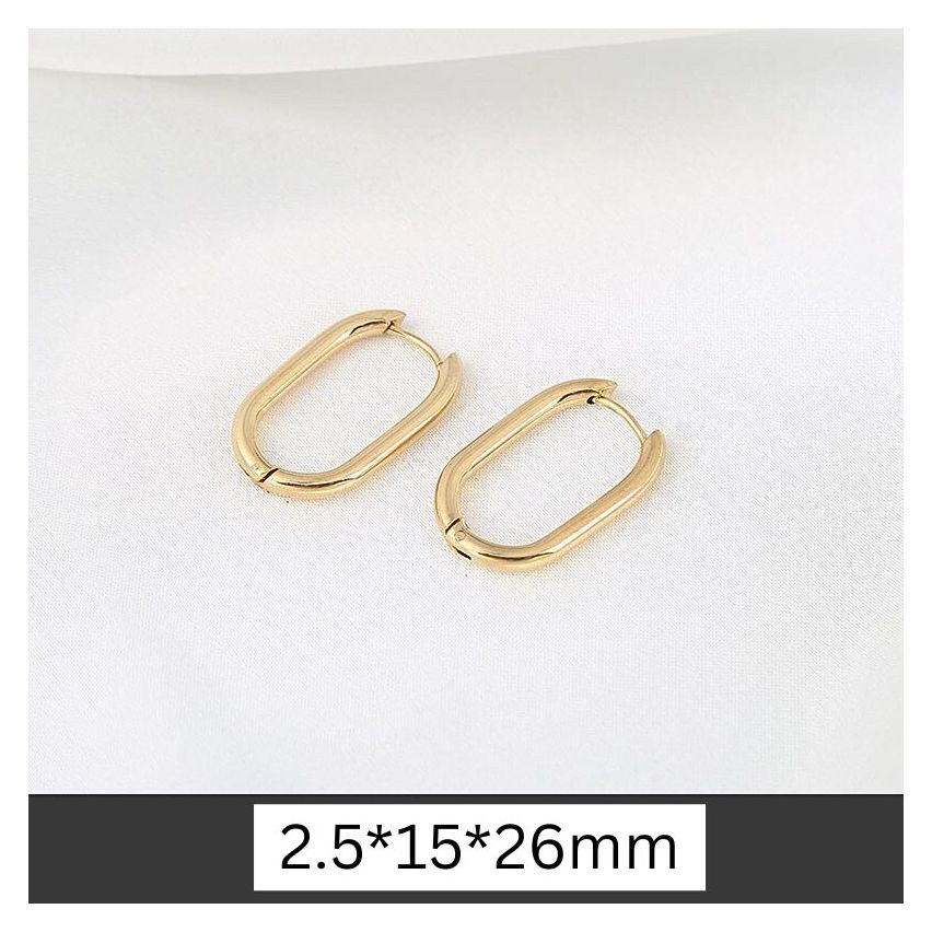 S.Steel Gold Plating Hoop Women-c 26x15mm - 2.5mm
