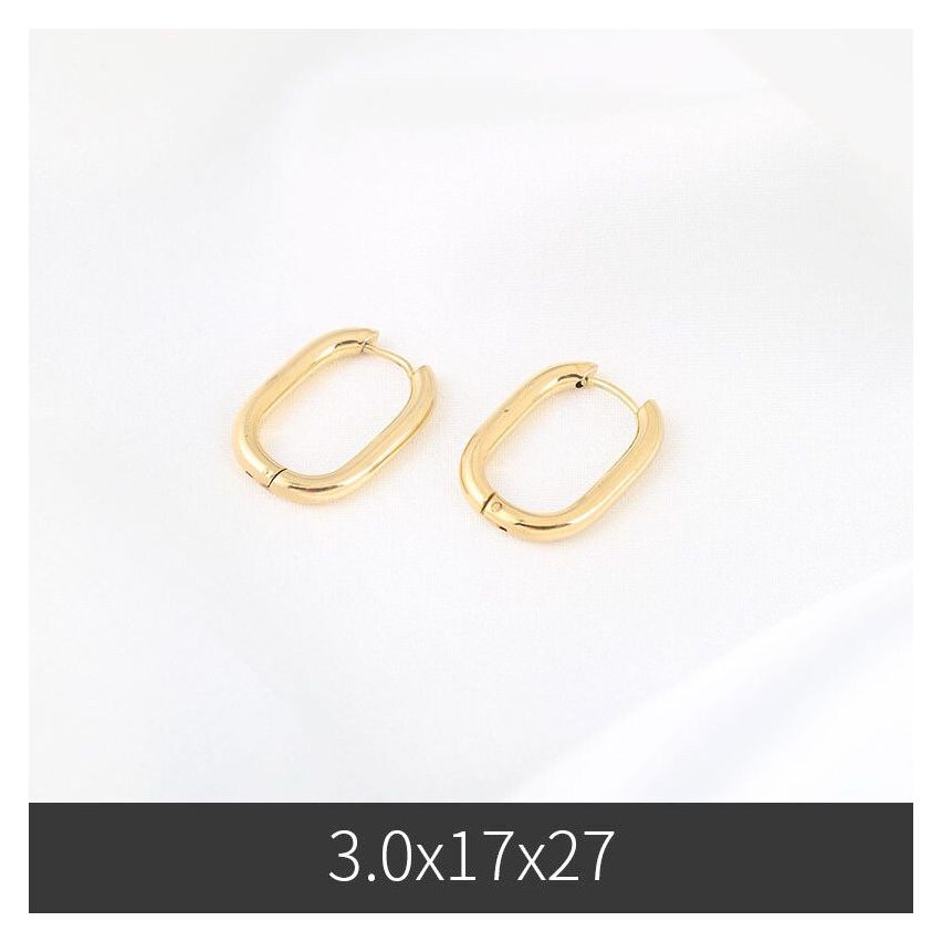 S.Steel Gold Plating Hoop Women-c 27x17mm - 3mm