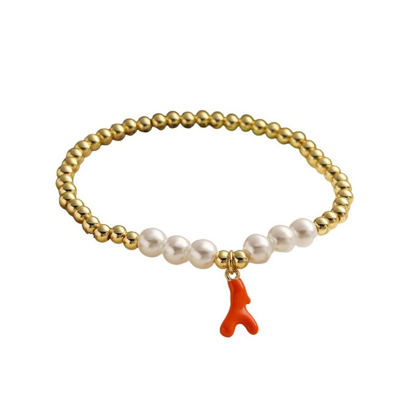 S.Steel Gold Plating Orange Shijia pearl Beads Women-c 10g