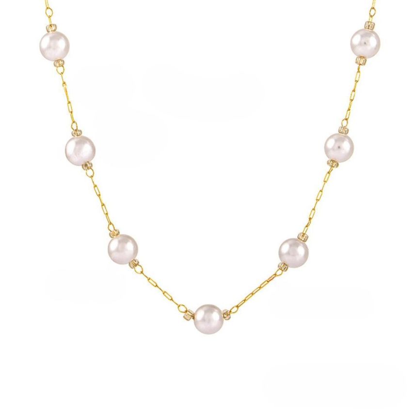 S.Steel Gold Plating Pearls Women-c 6.5g