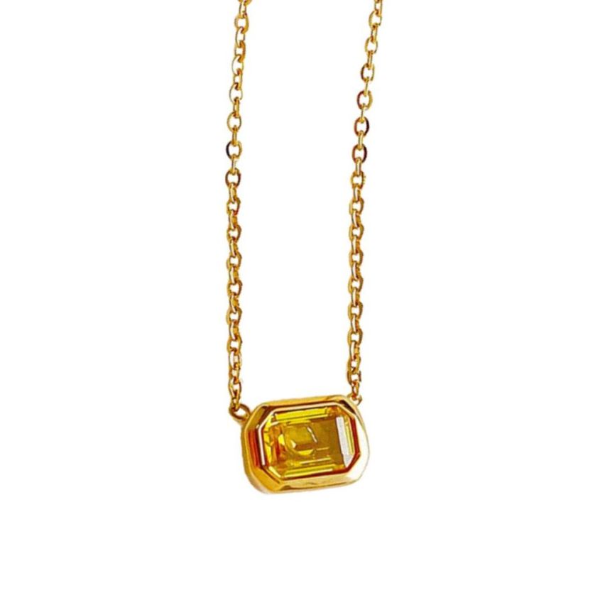 S.Steel Gold Plating Yellow Zircon Women-c