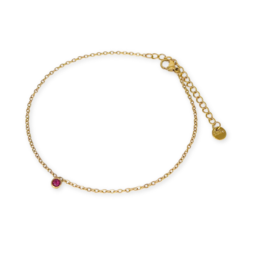 Gold Plating Purple Zircon Anklets Women 3g 