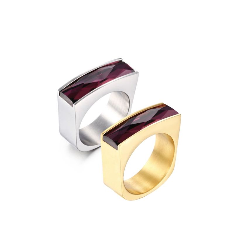 S.Steel New Gold Plating Purple Zircon Women-c 10g