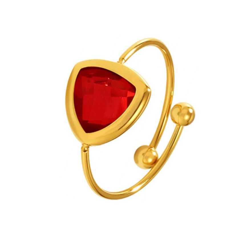S.Steel Gold Plating Red Glass stone Minimalist Women-c 1.2g EU54 - ES14 - US7