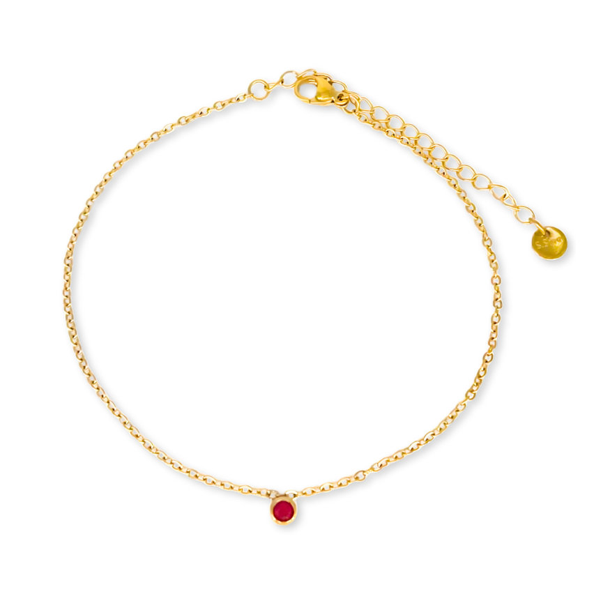 Gold Plating Red Zircon Anklets Women 3g 