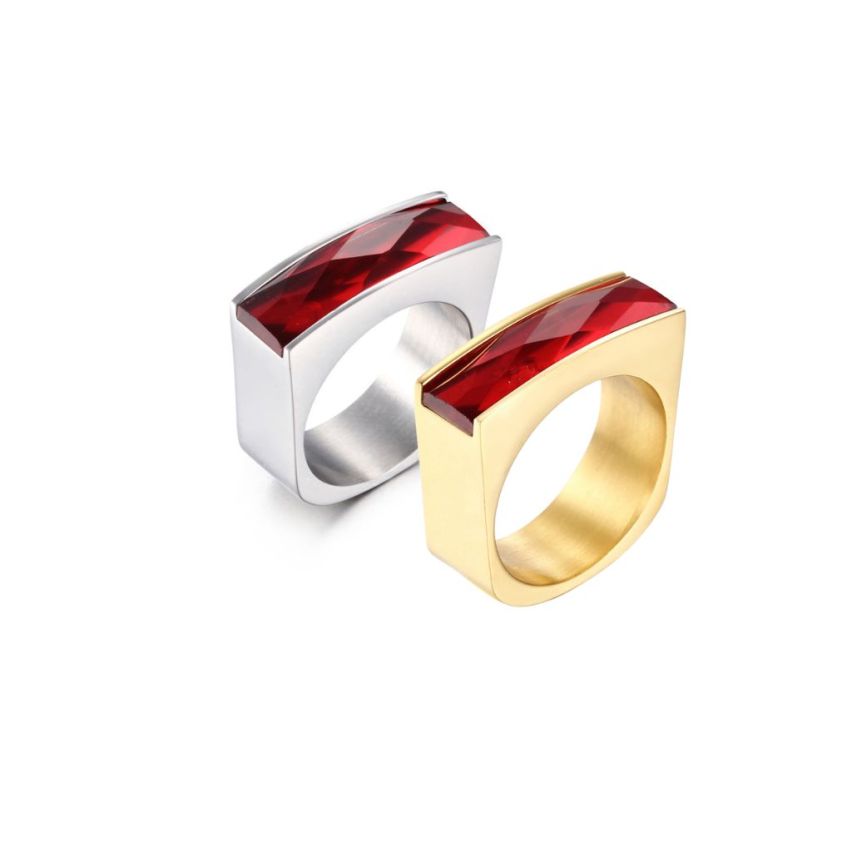 S.Steel New Gold Plating Red Zircon Women-c 10g