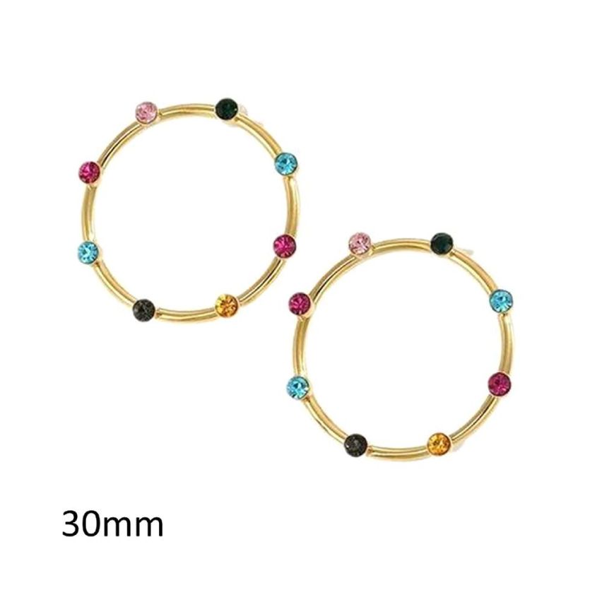S.Steel Gold Plating Colorfull Zircon Minimalist Women 30x30mm
