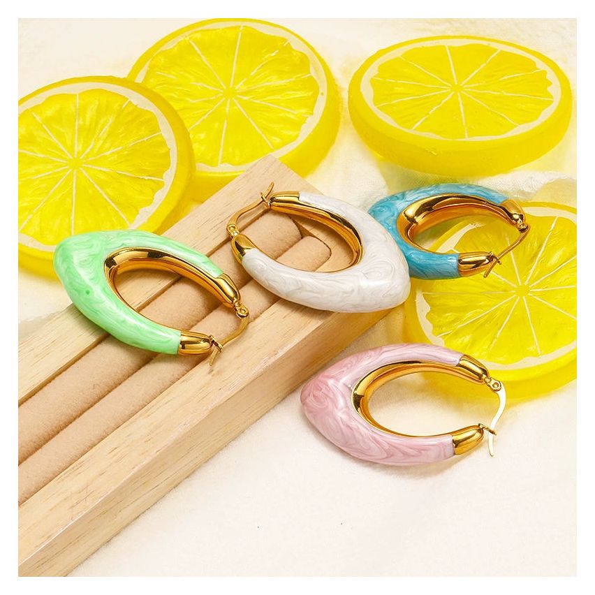 S.Steel Gold Plating Enamel Women-c 52g 46x26mm