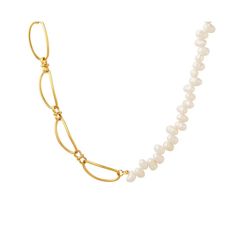 S.Steel Gold Plating Freshwater pearl Pearls Women-c 17g