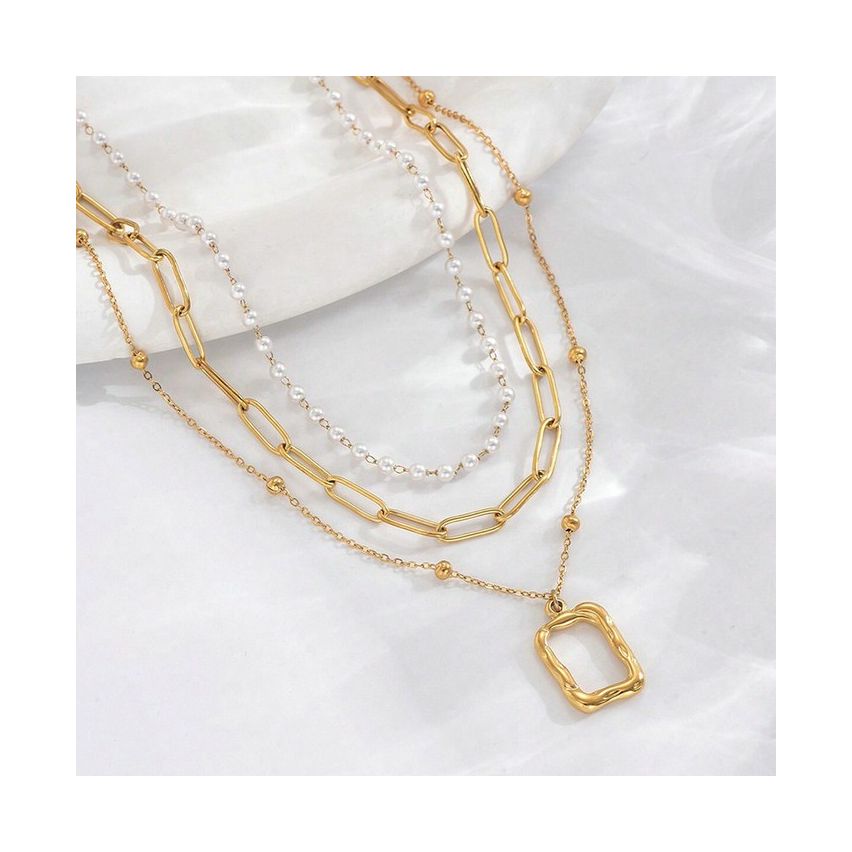 S.Steel Gold Plating Shell Bead Pearls Women-c