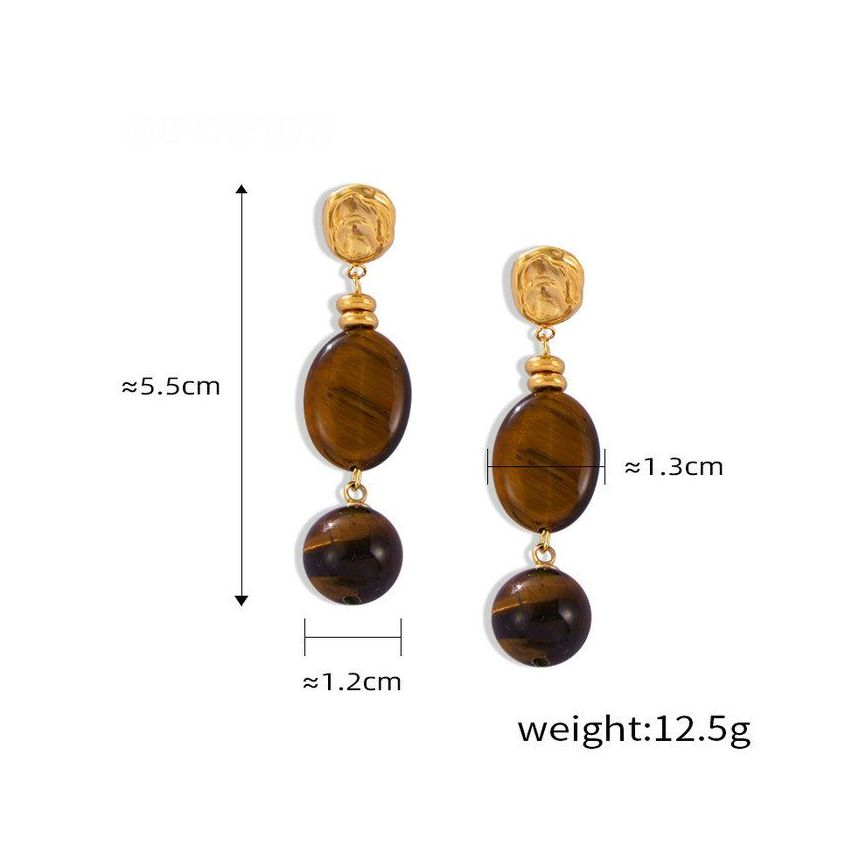 ESSENTIAL Gold Plating S.Steel Natural Stone Long Women-c 