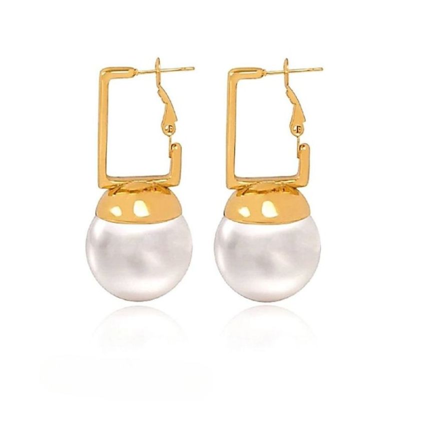 S.Steel Gold Plating Pearls Women-c 18g