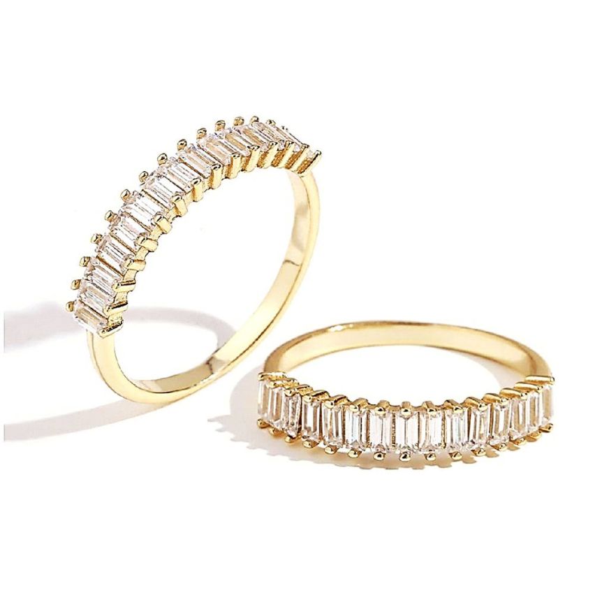 S.Steel Gold Plating Zircon Wedding Women-c 1.5g