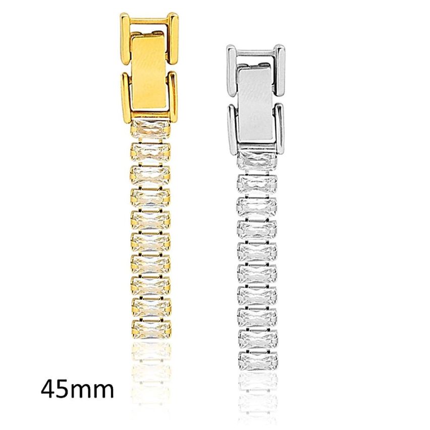 S.Steel Gold Plating Zircon Long Women-c 6g 45x8mm
