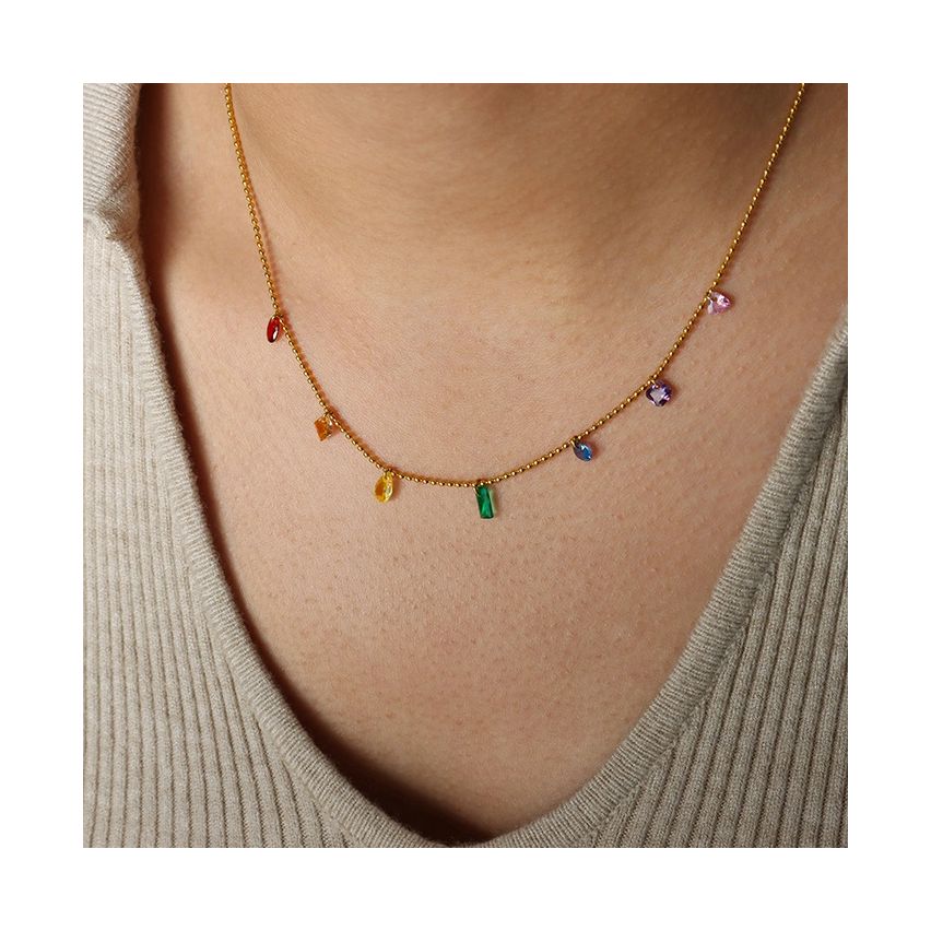 S.Steel Gold Plating Colorfull Zircon Minimalist Women-c