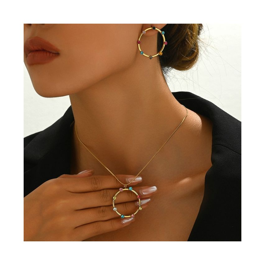 S.Steel Gold Plating Zircon Minimalist Women-c 7.1g