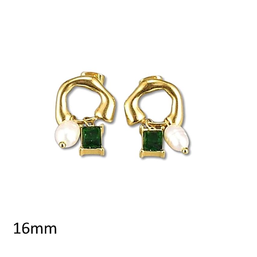 S.Steel Gold Plating Zircon Pearls Women-c 7.1g