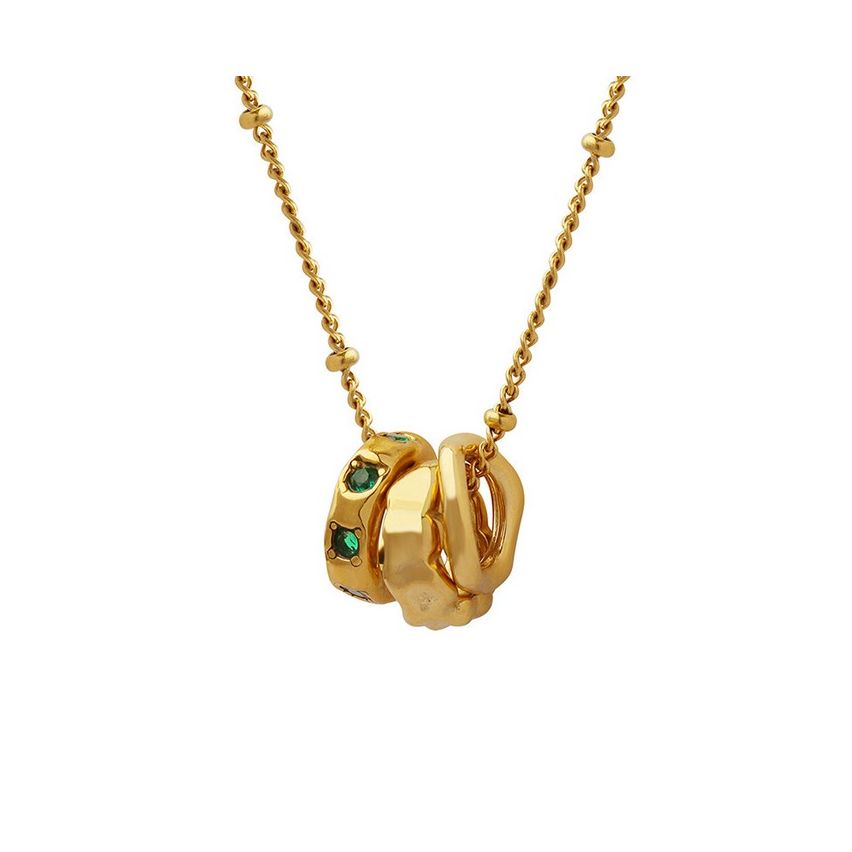 S.Steel Gold Plating Zircon Smooth Women-c