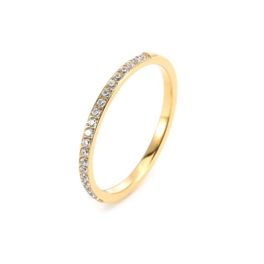 S.Steel Gold Plating Zircon Wedding Women-c 9.8g
