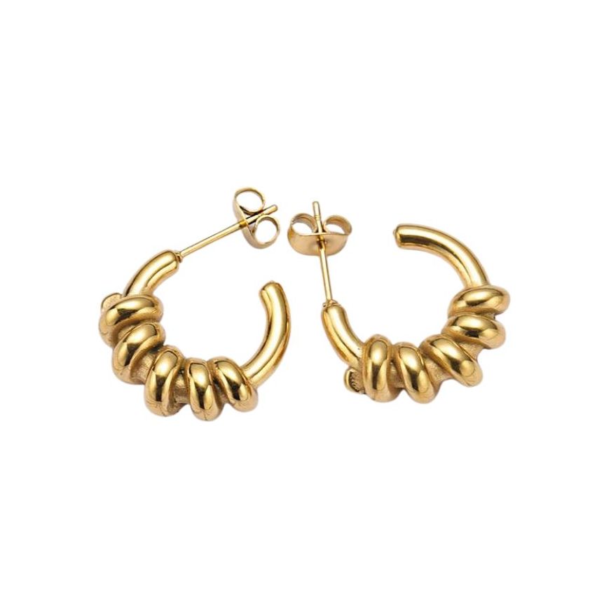 S.Steel Gold Plating Geometric Women-c 4.5g 19x19mm