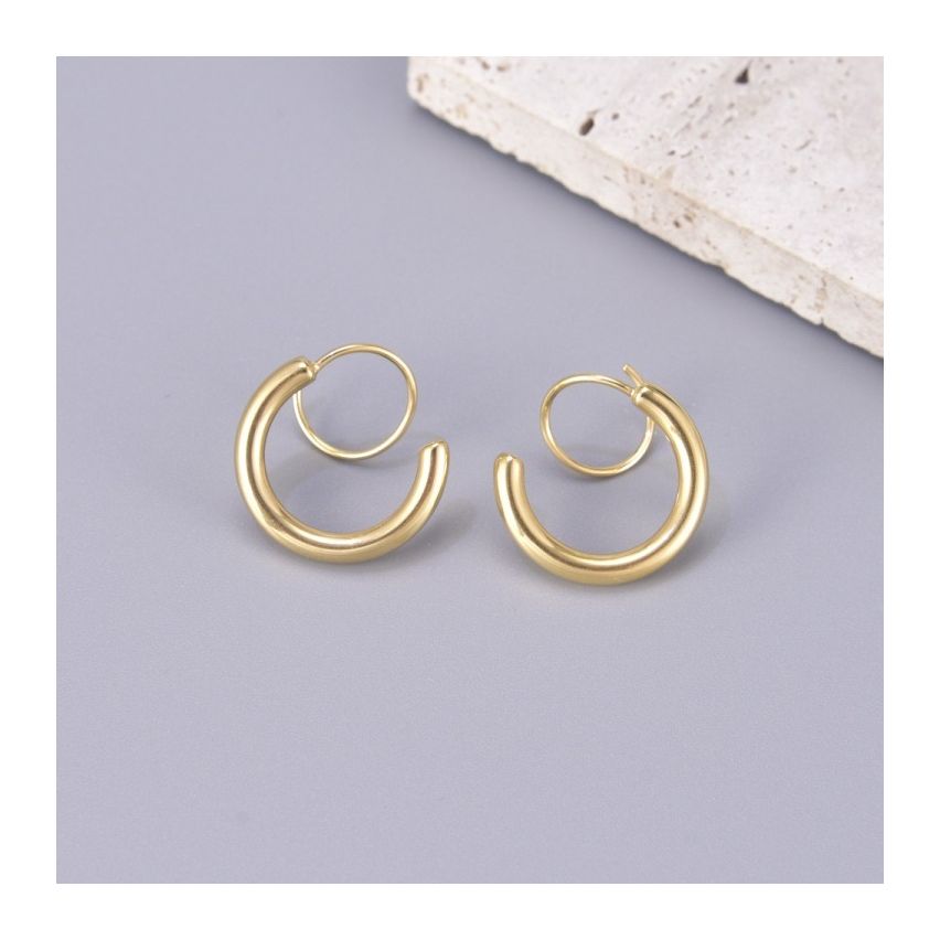 S.Steel Gold Plating Geometric Women-c 4g 17x17mm