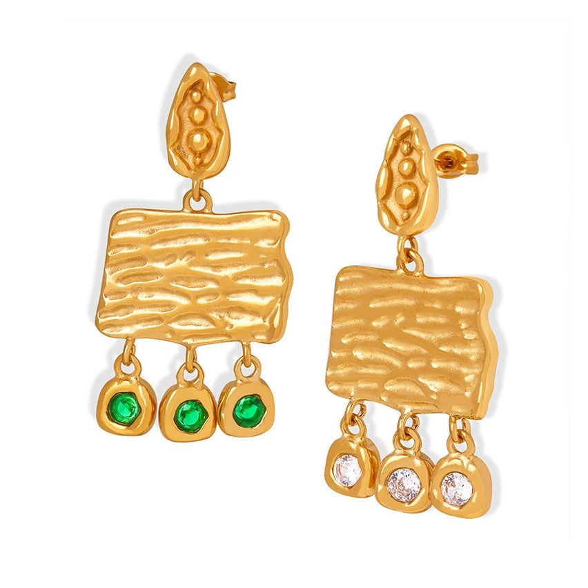 S.Steel Gold Plating Geometric Women-c 14g 43x22mm