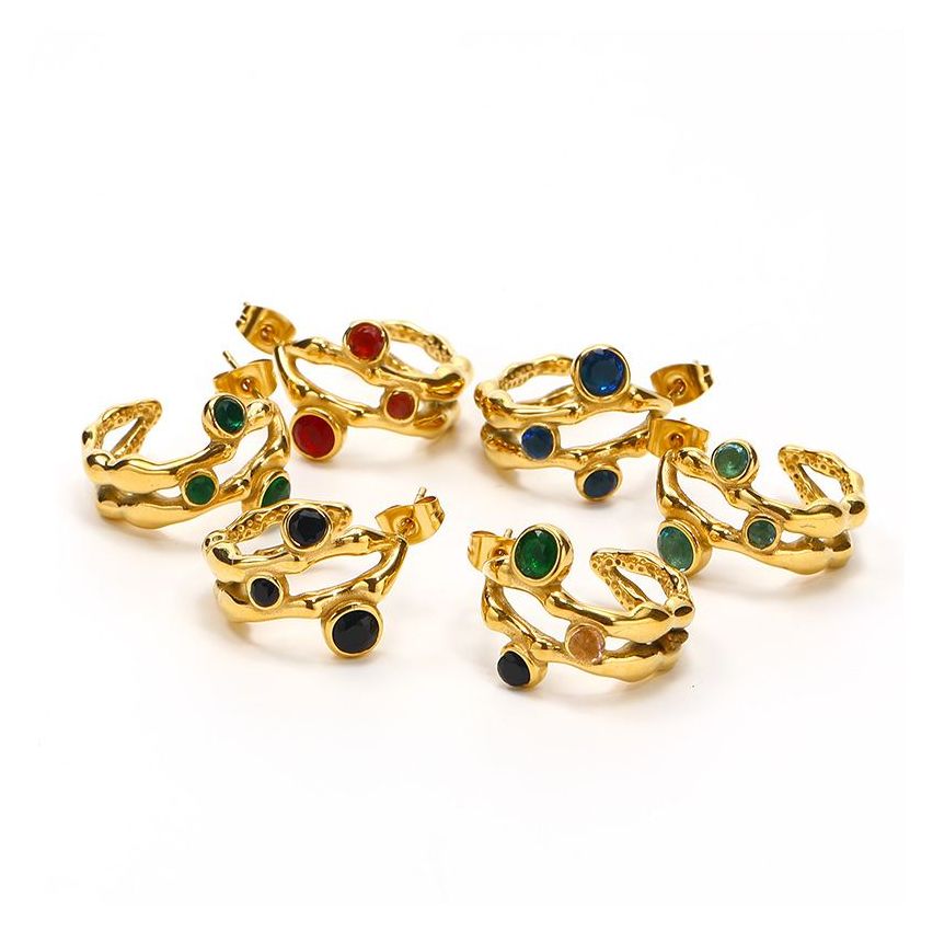 S.Steel Gold Plating Hoop Women-c 8g