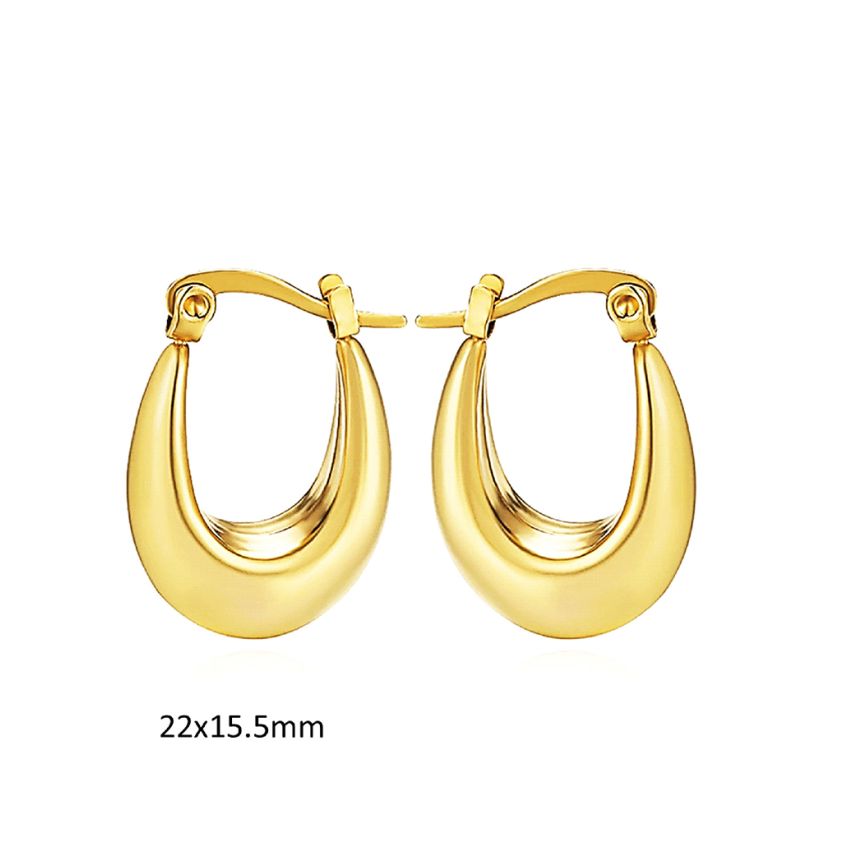 S.Steel Gold Plating Hoop Women-c 9g 22x15.5mm - 7mm