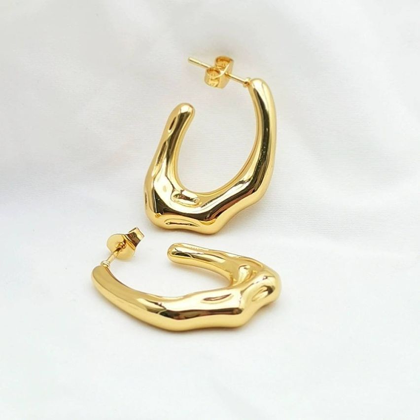 S.Steel Gold Plating Hoop Women-c 9.73g 25.2x18.6mm