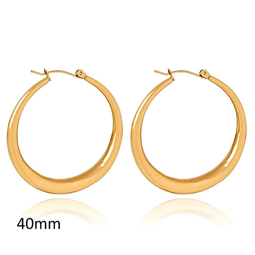 S.Steel Gold Plating Hoop Women-c