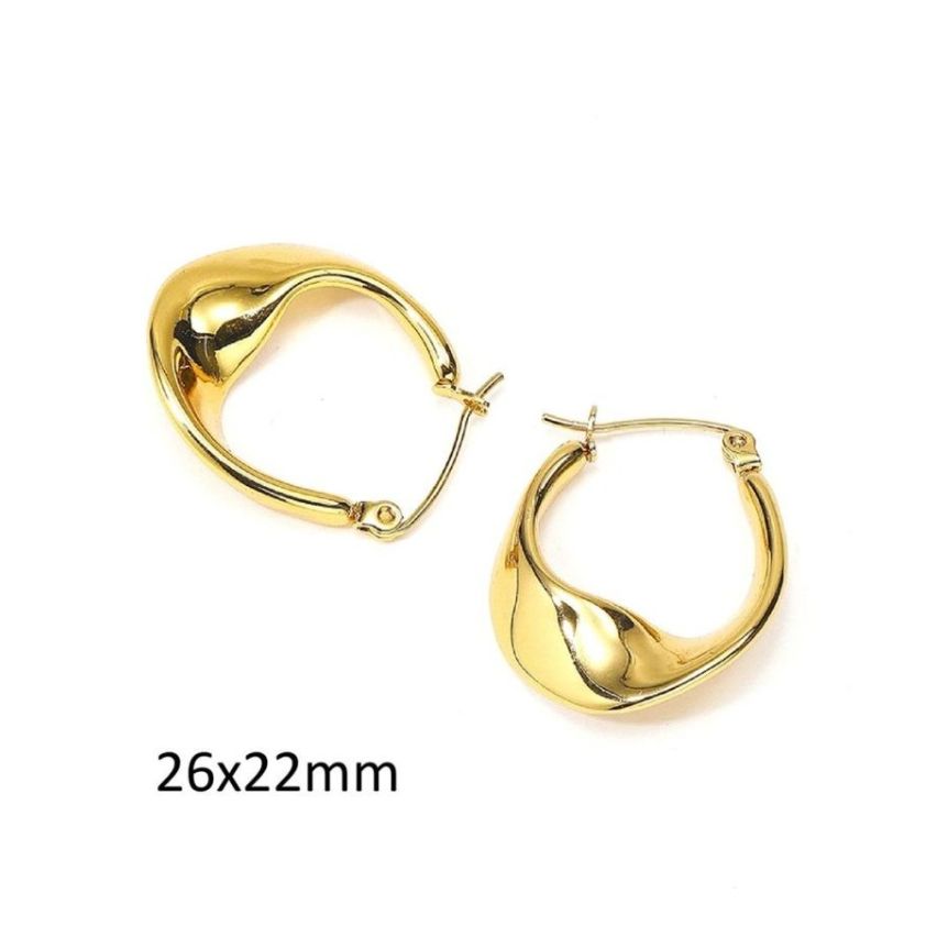 S.Steel Gold Plating Hoop Women-c 8.9g 26x22mm