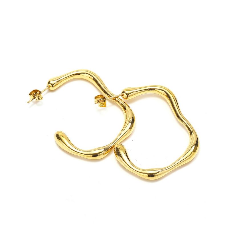 S.Steel Gold Plating Hoop Women-c
