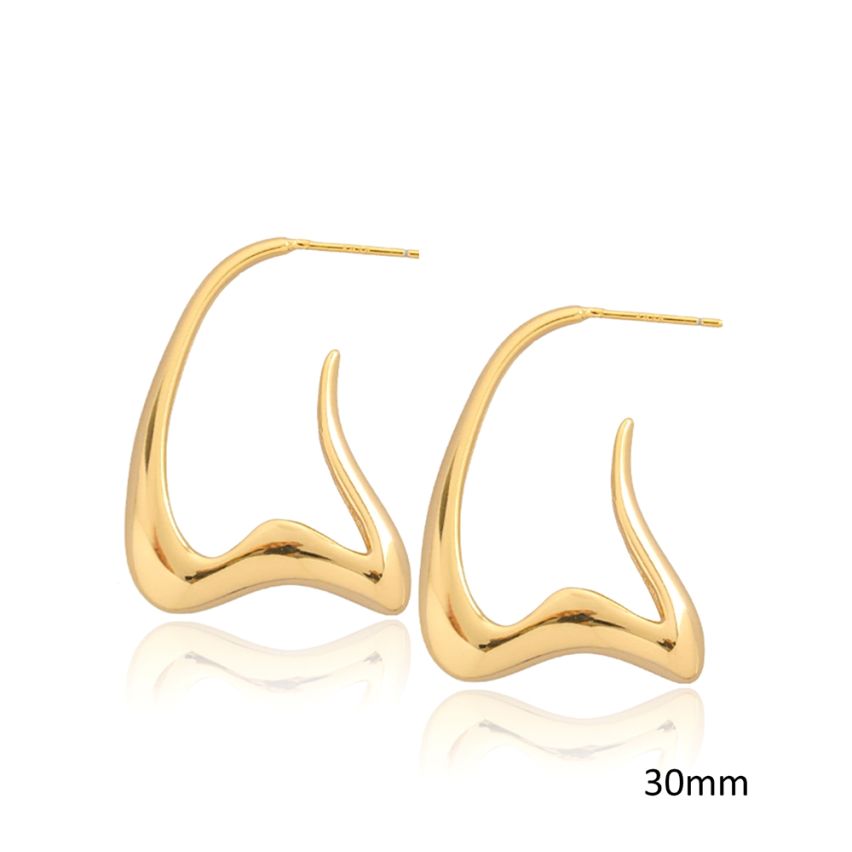 S.Steel Gold Plating Hoop Women-c 15g 30x23mm