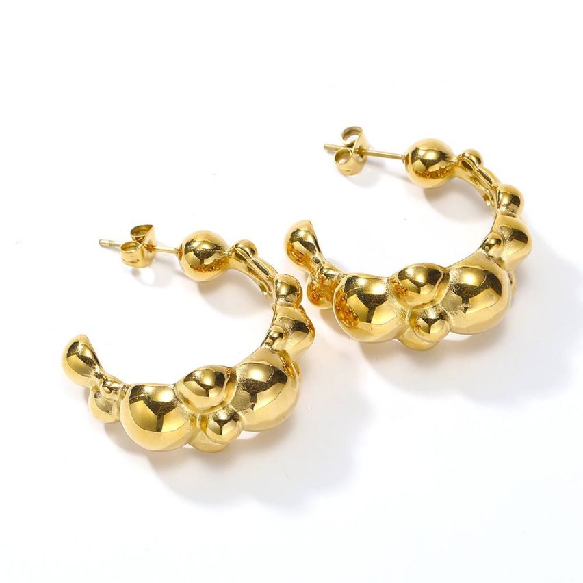 S.Steel Gold Plating Hoop Women-c