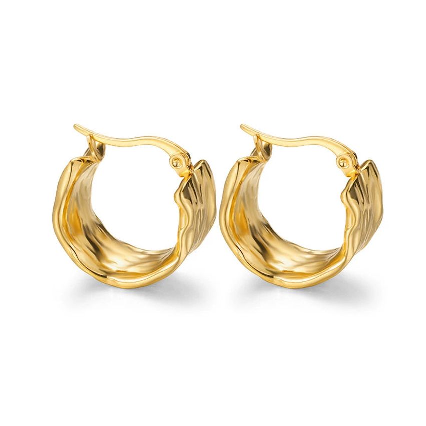 S.Steel Gold Plating Hoop Women-c 20x12.5mm