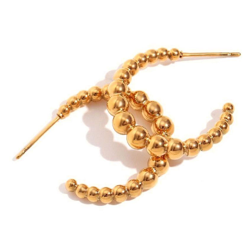 S.Steel Gold Plating Hoop Women-c